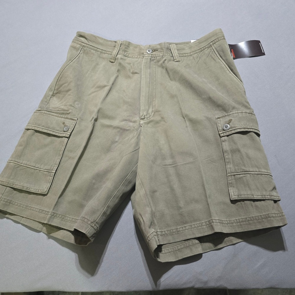 new Perry Ellis America Cargo Shorts Mens 36 Green Quake Cotton Utility